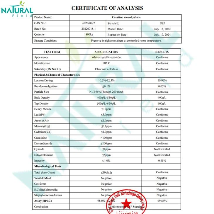 Pure Creatine Powder COA